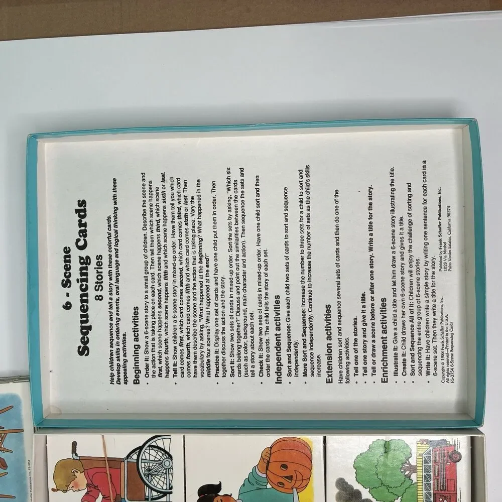 Vintage 1988 Frank Schaffer 6-Scene Sequencing Cards Homeschool Early Edition